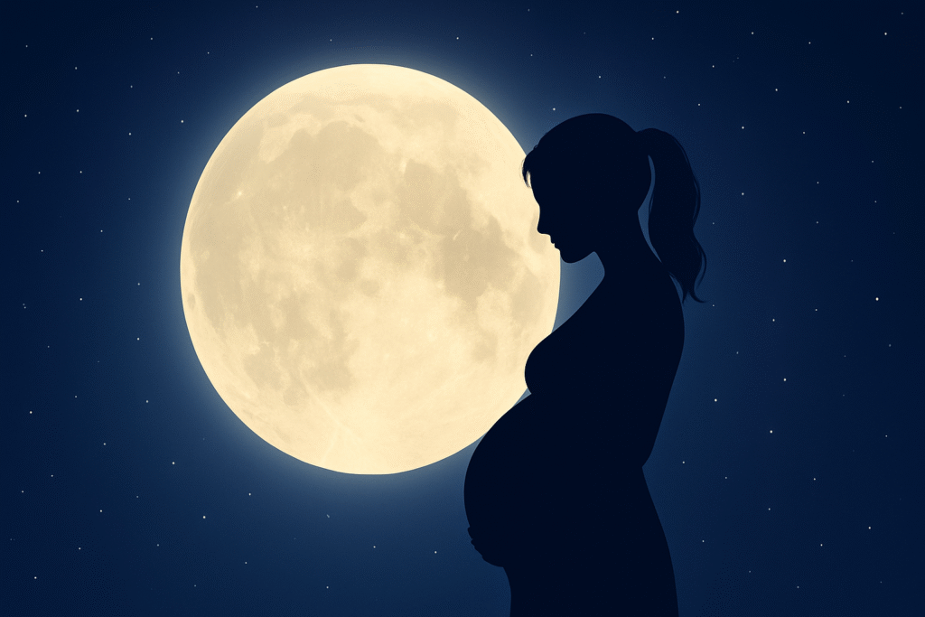 pregnant mother bonding under full moon — garbh sanskar meditation ritual